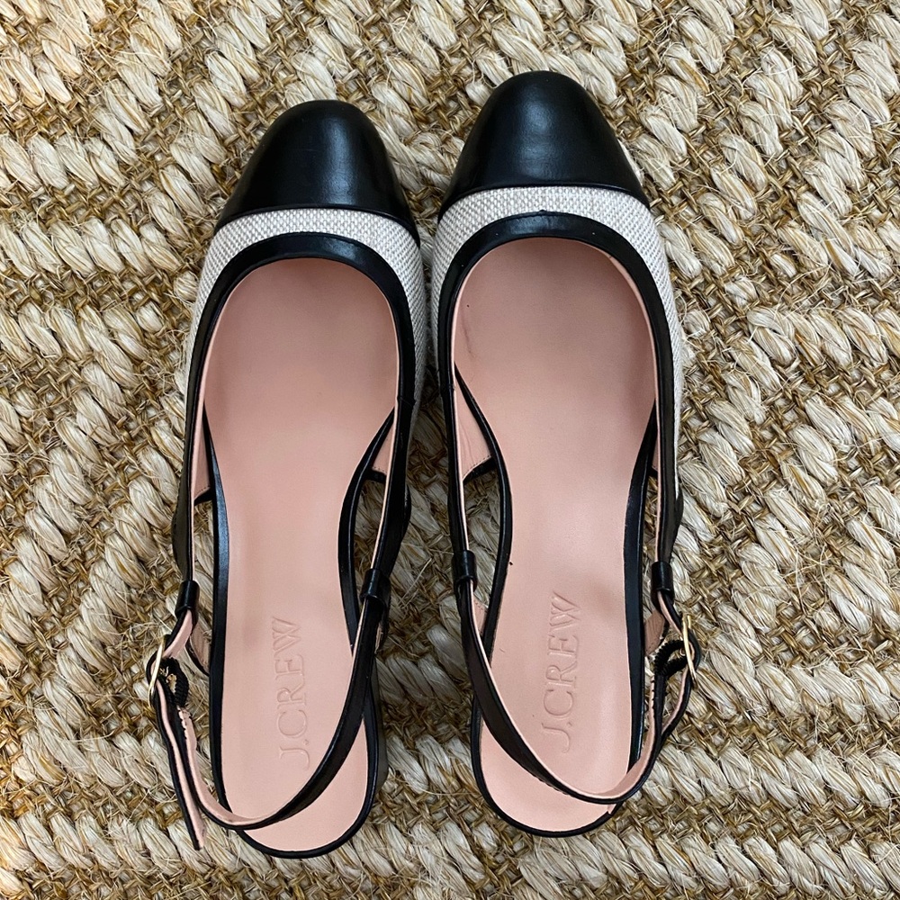 Black and Cream Slingback Women's Block Heels